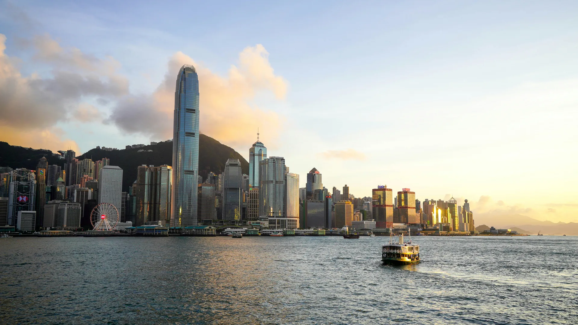 香港城市夕陽景色